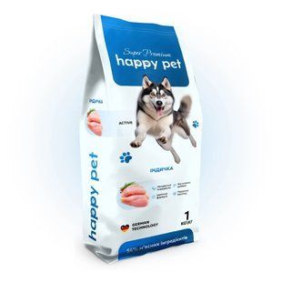 Сухой корм  5 кг для активных собак Happy Pet с индейкой 5 кг 513 фото